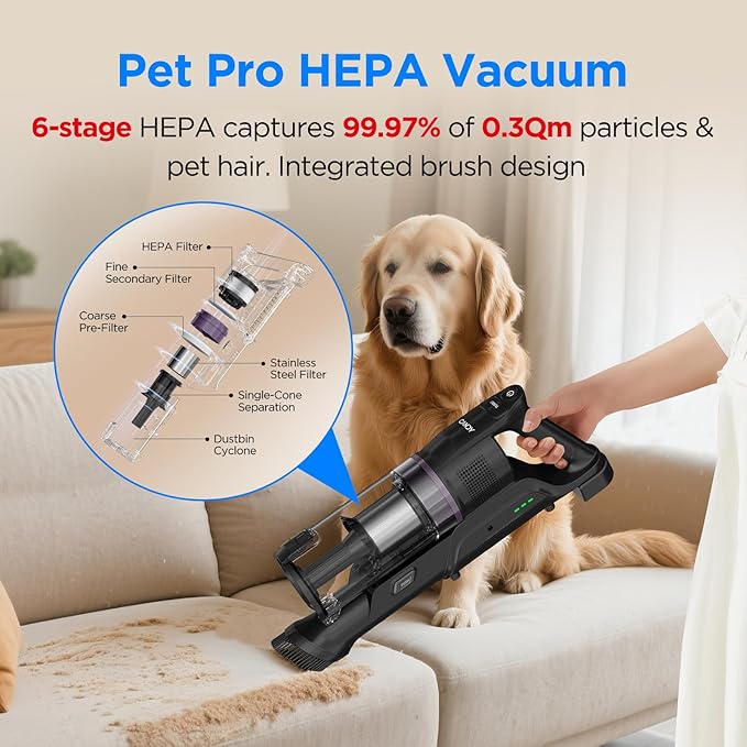 Cordless Vacuum Cleaner, Stick Vacuum Cordless Rechargeable,45Mins Powerful Suction Vacuum Cleaners for Home,Anti-Tangle,One-Click Dust Disposal,Lightweight for Hardwood Floor Carpet Pet Hair