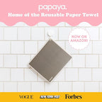 Papaya Reusable Paper Towels 2-Pack - 2 Sheets + 1 Hooks, Quick Drying, No Odor, 1 Sheet Replaces 17 Rolls, Washable Kitchen Cloth, Sustainable Dish Sponge, Eco Friendly Gift