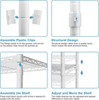 Ulif H4 Mini Portable Closet, 4 Tiers Freestanding Clothing Garment Rack for Small Space, Metal Clothes Wardrobe System for Bedroom, 23.6" W x 14" D x 76.4" H, Load 502 lbs, White