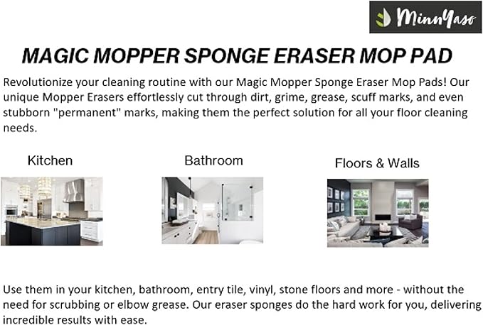 Magic Mopper Sponge Eraser Mop Pad | Compatible with Bona and 18" Wet Mops | 18-inch Magic Sponge Eraser Pad Refill | 3 Pack