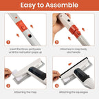 Spray Mop Window Cleaning Kit with Silicone Squeegee – Adjustable Aluminum Pole & Non-Slip Handle for Floors/Walls/Door/Windows/Cars/Bathroom, Detachable Tank & Washable Pads