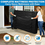 TICONN Mattress Bags for Moving, Heavy Duty Twin XL Mattress Cover Storage Bag with Full-Around Handle and Adjustable Buckles (Black, Twin XL)