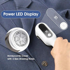 Rechargeable Electric Fabric Shaver Lint Remover with LED Display, Sweater Shaver 2- Speed to Remove Fuzz and Pill for Clothes, Furniture, Couch and Blanket(White)