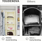 YOUDENOVA Hanging Closet Organizer, 4-Shelf Closet Hanging Shelves, Beige