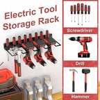 Drill Holder Power Tool Organizer Wall Mount, 4 Cordless Drill Racks with Screwdriver Hole, Heavy Duty Metal Garage Tool Organizer Storage for Tool Room Workshop Basement(1 Tier Black)