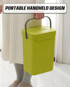 Kitchen Compost Bin - 3.2 Gallons Hanging Trash Can with Lid for Kitchen Bathroom, Under Sink Trash Can, Outdoor Compost Bucket with Lid, 12L(Lime Green)