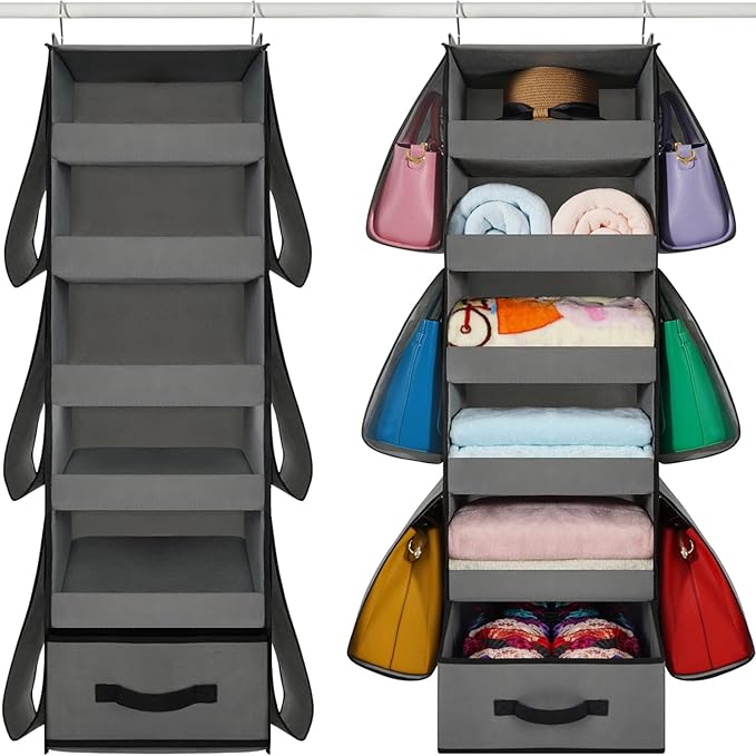 VICTORICH All-IN-ONE Over the Door Organizer, Super Behind the Door Storage Organizer with Door Rack and Large Clear Windows, Wall File Organizer, Hanging Organizer (Big Ear Grey)