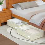 Under Bed Storage with Wheels, No Assemble Required 7.5 inches height Under Bed Storage bins,Large capacity Rolling Underbed Shoe Storage containers，dorm underbed storage drawers