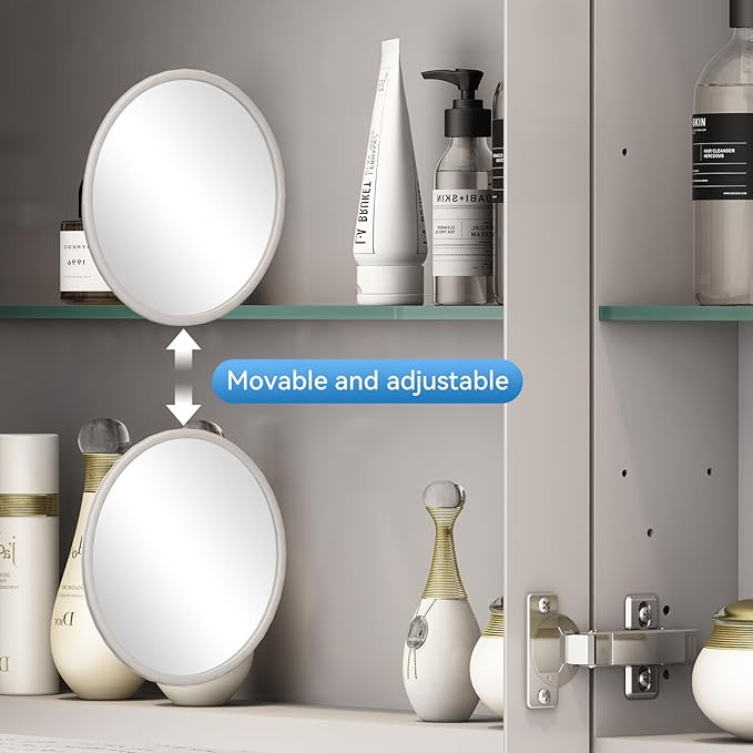 Sunrosa Aluminum Bathroom Medicine Cabinet with Mirror Door, 30"×27.5" Bathroom Mirror Cabinet,Wall-mountable and Recessed-in Mirror Cabinet, 2 Door Medicine Cabinet Organizer with Mirror