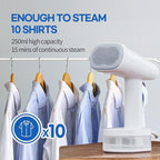 HubiCare Steamer for Clothes, 1500W Clothes Steam iron with Large 250ml Tank, Handheld Fabric Wrinkle Remover, Portable & Compact Travel Size Garment Steamer ONLY FOR 120V (White)