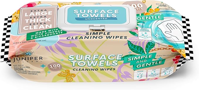Single Surface Cleaning Wipes Bleach Free, Thick & Large Dispose, All-Purpose Cleaner for Bathroom, Kitchen, Office, 100 Count Soft Flow, Biodegradable, No Scent