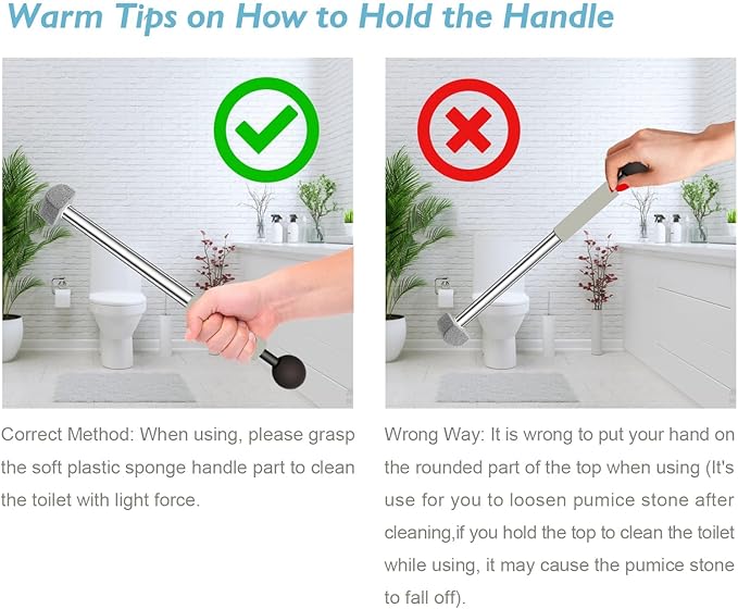 Pumice Stone Toilet Bowl Cleaner,16.7Inch Toilet Pumice Stone with Handle Cleans Hard Water Ring Calcium Buildup&Stains for Toilet Bath Kitchen Household Cleaning