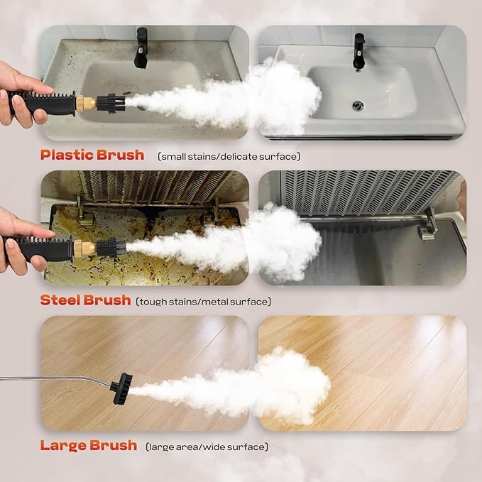 Moongiantgo Handheld Steam Cleaner, 2500W High Pressure Steamer for Cleaning, Portable Pressurized Cleaning Machine for Home Kitchen Car Detailing Grout Tile Bathroom with 1200ml Water Tank (Red)