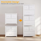 Homeiju Stackable 3-Drawer Fabric Dresser with Waterproof Wood Top – Closet Organizer & Storage Drawers for Bedroom, Modern Metal Frame Design (2 Tier-2 Pack)