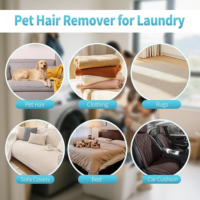 Pet Hair Remover for Laundry - 12Pcs Spring-Coil Nylon Balls – Proven 99% Hair Removal, Reusable Lint Catcher for Washer/Dryer – Dog Cat Fur Remover