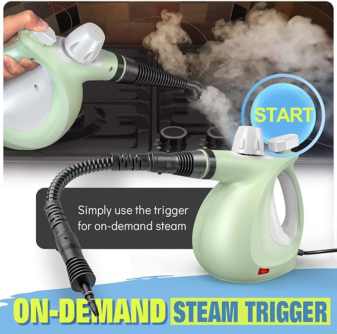 Steam Cleaner, Powerful Pressurized Handheld Steam Cleaner for Home with 11pcs Set, Chemical-Free Multi-Surface Steamer for Effective Cleaning Tile, Grout, Windows, Bathrooms, Kitchens, Upholstery,Car