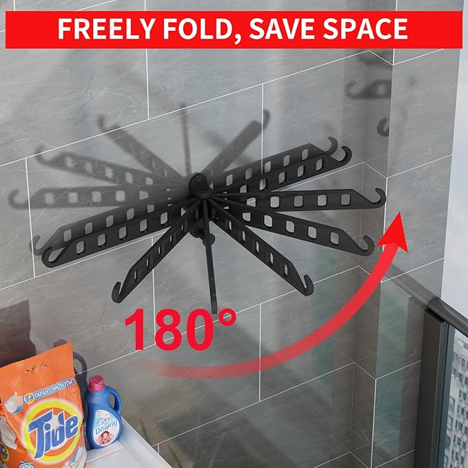 JOOM Laundry Drying Rack Wall Mounted Clothes Drying Rack Clothes Hanger Grey 2 Pack