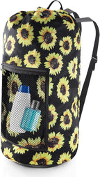 Laundry Bag Backpack, Extra Large Travel Laundry Bag with Mesh Pocket & Adjustable Shoulder Straps,Dirty Clothes Travel Bag for College Students Dorm,Apartment(Sunflower)