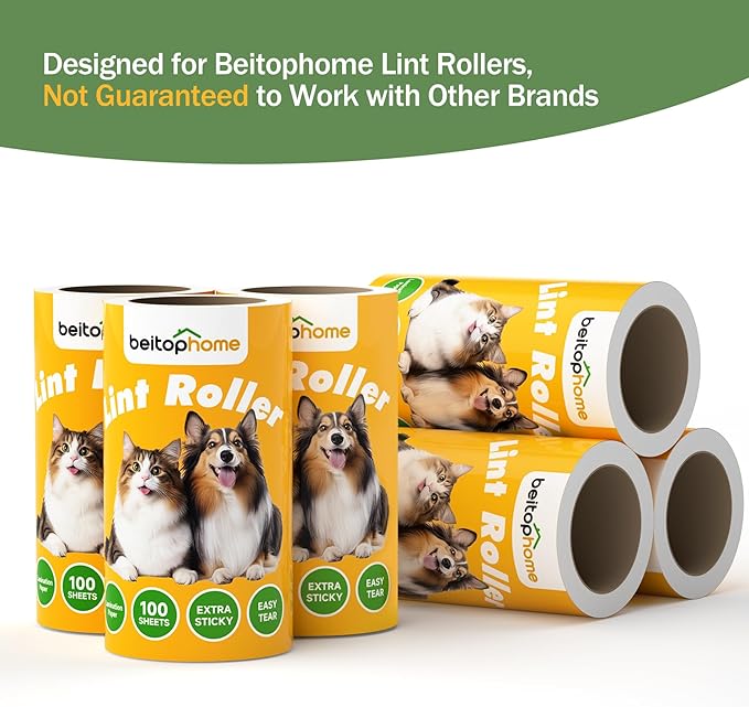 Extra Sticky Lint Roller for Pet Hairs, 600 Sheets Lint Rollers with Tough Paper, Ideal for Dog and Cat Hair Removal, Lint Rollers Mega Value Set for Clothes, Carpet & Dust Cleaning