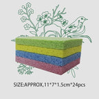 Cellulose Sponges Kitchen, for Washing Dishes, in Bulk, 24 Pack (3 Count x 8 Individually Wrapped + 2 Free Scouring Pads), 100% Natural Biodegradable