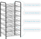 Vrisa Can Organizer for Pantry 7-tier Can Rack Organizer Metal Can Storage Dispenser Rack Holds up to 84 Cans for Canned Food Kitchen Cabinet or Pantry Shelf Black