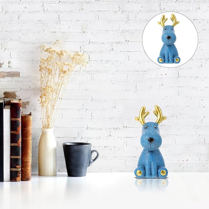 KALLORY Deer Eyeglasses Stand Decorative Glasses Storage Rack Resin Tabletop Eyewear Organizer for Home Desk Display