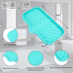 Silicone Bathroom Soap Dishes with Drain Spout-Bathroom and Kitchen Sink Organizer,Sponge Holder,Dish Soap Tray,Perfect for Dispenser,Scrubber,Bottle,Cup on Sink or Counter-Mint 9.6"×5.3"