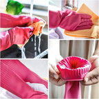 Rubber dishwashing gloves 3 or 6 Pairs for kitchen,Cleaning washing dish gloves long for household reuseable durable.