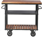 Diwhy Industrial 3 Tier Rolling Utility Storage Cart Wine Beverage, Metal Wine Rack with Wheels Kitchen Bar Dining Room Tea Wine, Storage Cart with Wood