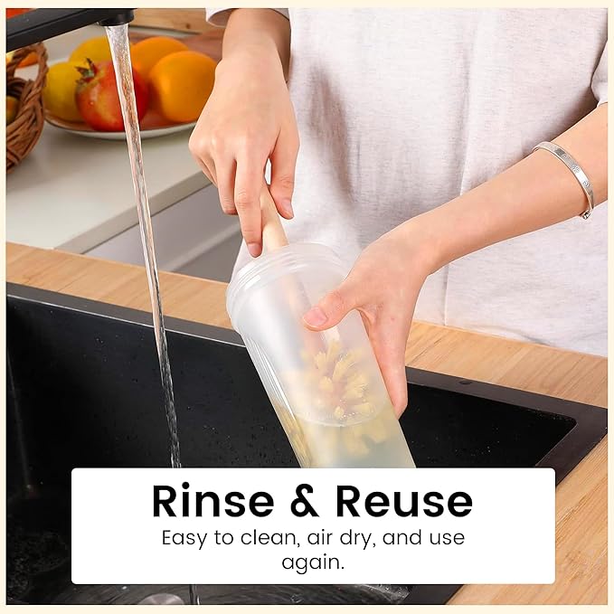 Bottle Brush, 14in Extra Long German Beechwood Handle, Strong Hemp Bristles, Zero Waste, Cleans and Scrubs Hard to Reach Wide Mouth Jars, Glasses, and Tumblers