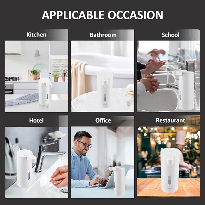 Automatic Soap Dispenser, Touchless Soap Dispenser, 3 Adjustable Volume Hand Soap Dispenser, Bathroom Soap Dispenser, Dish Soap Dispenser for Kitchen Bathroom, Liquid Soap Dispenser White