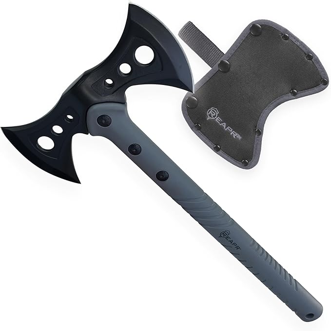 Reapr Sidewinder Tactical Double Axe – 16" Dual-Headed Survival Hatchet with 2Cr13 Stainless Steel Cast Head, Black Oxide Finish, Nylon-Reinforced Handle, Ballistic Sheath – Camping, Hunting, Outdoor