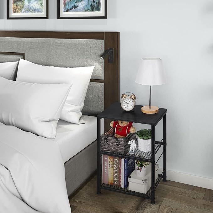 LIANTRAL 3 Tier Rolling Cart, Black Kitchen Carts on Wheels with Storage, Multifunctional Utility Cart for Kitchen Bathroom Living Room Bar Office