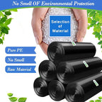 10 Gallon 60pcs Black Trash Bags Strong Black Garbage Bags, Bathroom Trash Can Bin Liners, Plastic Bags for Office Home Kitchen, Waste Basket Liner, Fit 30 Liter, 10 Gal(10G60-Black)