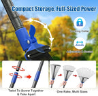Rake for Leaves: Adjustable Metal Leaf Rake for Lawn, 8-17" Expandable Head, 65” Long Handle,Collapsible Heavy Duty Women Kids Garden Rakes for Yard Pine Needles Mulch Grass Debris Gardening Camping