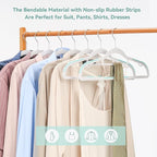 Tonswachic Pack of 50 Coat Hangers, Space-Saving Plastic Clothes Hangers, Non-Slip, 0.2 Inches Slim, 360° Swivel Silver Hook for Shirts, Pants, Suit & Wet/Dry Garments, Blue and White