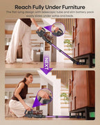 Cordless Vacuum Cleaner 45KPA, Up to 60mins Runtime Lightweight Powerful Suction Vacuum Cleaners for Home, 3 Suction Modes, Rechargeable Stick Vacuum for All Floor/Carpet/Pet Hair/Car, A03