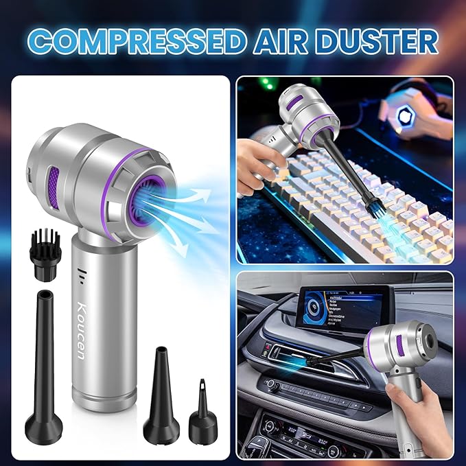 Car Vacuum Portable Cordless 20000pa High Power 4-in-1 Handheld Vacuum Cordless Rechargeable, Portable Vacuum with 3 Reusable Filter, Small Vacuums for Car Home Office & Pet(Silver Purple)