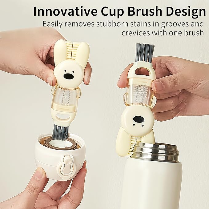3 PCS Bottle Brush - Upgrade 4 in 1 Cup Lid Gap Cleaning Brush Set, Multifunctional Insulation Bottle Cleaning Tools, Mutipurpose Tiny Silicone Cup Holder Cleaner, Home Kitchen Cleaning Tools