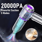 Car Vacuum Portable Cordless 20000PA High Power Mini Vacuum Cleaner 4-in-1 Compressed Air Duster & Air Blower & Pump Hand Held Vacuum with Brushless Motor for Car, Home, Office,Camping