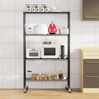 FDW 4-Tier Wire Shelving Unit Adjustable Garage Shelving 1400 lbs Weight Capacity Storage Shelves with Wheels for Home Kitchen Garage Commercial, 14" Dx36 Wx62 H, Black