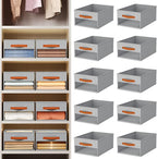 Homsorout Drawer Organizers and Storage - 10 Pack Foldable Pants Organizer with Clear Window & Handles, Fabric Closet Organizer for Clothes, Jeans, Sweaters, Towels, T-shirt, Scarf (Grey)