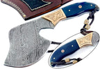 Damascus Steel Blade Axe Hatchet Tomahawk Hunting Knife Camping Hiking SM46