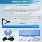 Floating Weed Lake Rake, 36" Aluminum Landscape Rake with Adjustable Handle, 33FT Rope & Float, Weed & Algae Removal of Leaves, Floating Scum, Multifunctional Detachable Aquatic Weed Rake with Gloves