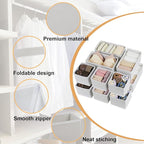 Fordonral Drawer Organizer Clothes, Foldable Fabric Dresser Organizer Closet Organizers and Storage Box for Underwear,Folded Clothes,Baby Clothing,Socks,Bra,Towels,Ties(6M+6S,White)