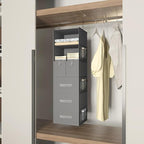 6-Shelves Hanging Closet Organizer with 5 Different Drawers, Foldable Closet Organizers and Storage for Wardrobe, Closet& RV, Clothes and Accessories Storage, Non-Woven Fabric, Gray