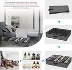 Onlyeasy Under Bed Shoe Storage Organizer For Closet, 4 Pack Fit 12x4 Pairs, Underbed Solution Shoes Container Bags with Sturdy Sidewall & Reinforced Handles, Breathable, Linen-like Black, MXAUBSB4P
