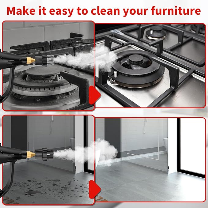 Handheld Pressurized Steam Cleaner,2500W Handheld High Temp Portable Cleaning Machine, Cleaning for Couch, Auto, Floor and More (Red1)