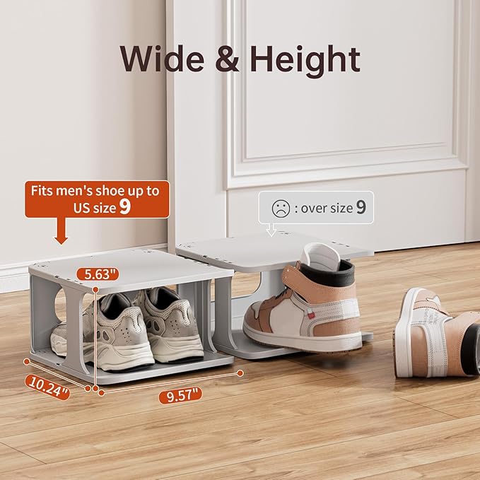 HAIXIN Shoe Rack for Closet - Stackable Shoe Organizer for Closet, Space-Saving Narrow Shoe Rack for Front Door Entrance, Grey