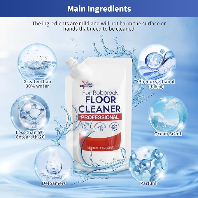 2 Pack Original Scent Floor Cleaning Solution - For Roborock Robot Vacuum & Mop, Deep Cleans Hard Floors, Works With All Mopping Robot Vacuums